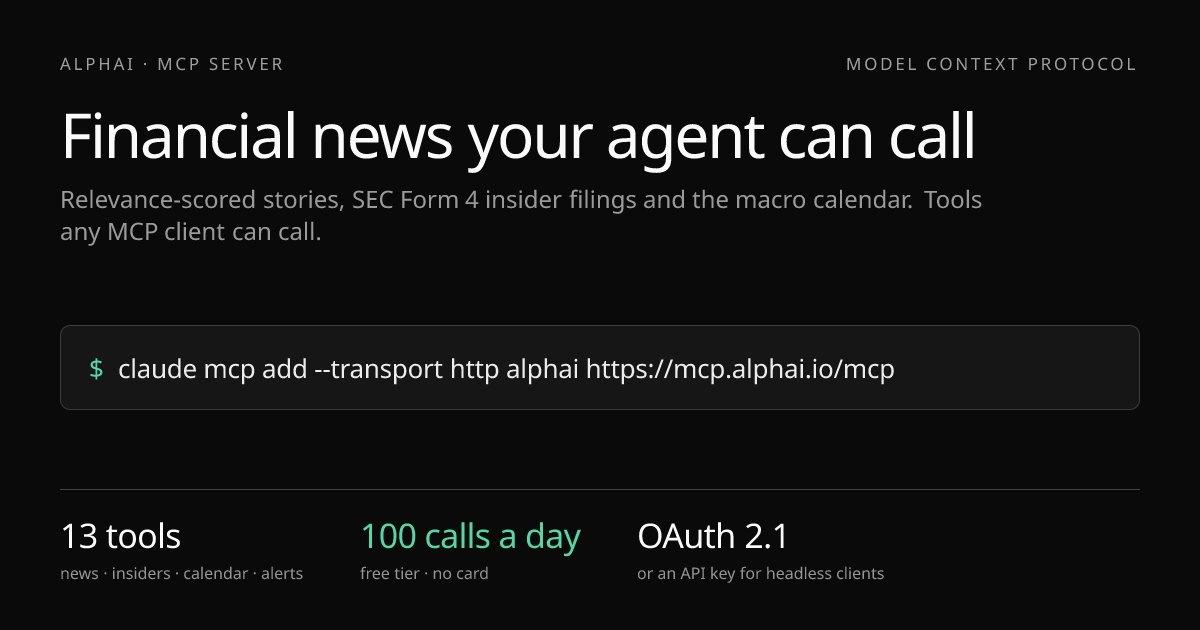 Financial News MCP Server for AI Agents & Trading Bots | AlphAI